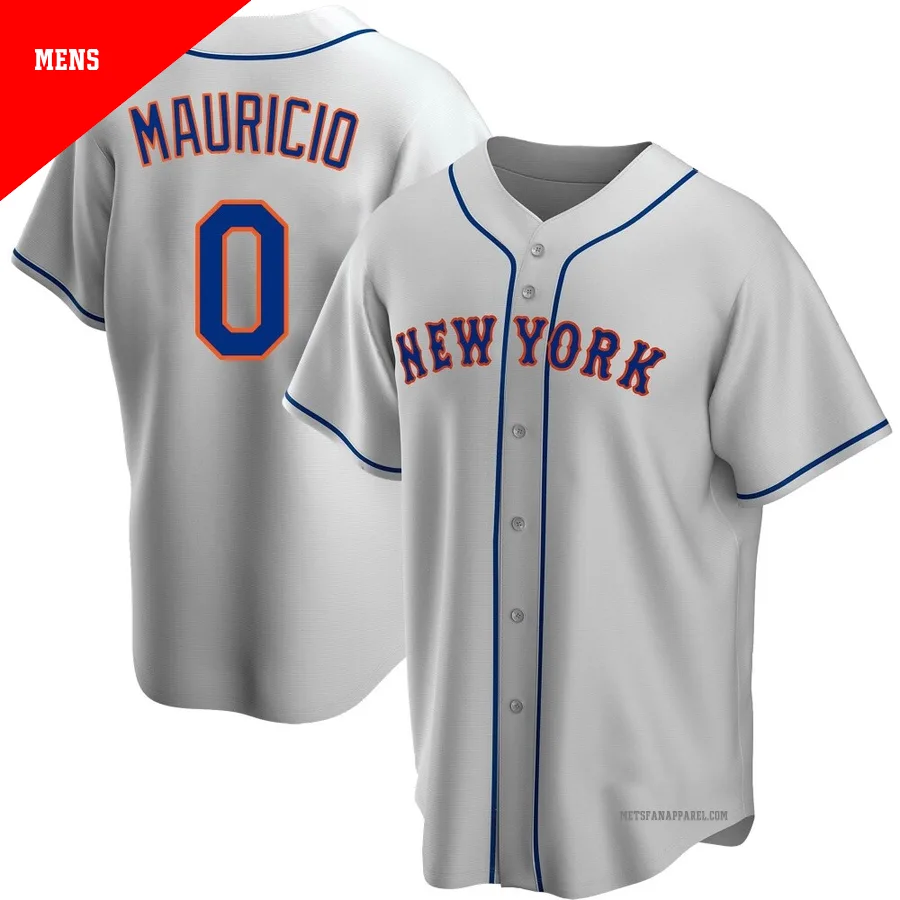 New York Mets ＃0 Ronny Mauricio Men's Gray Replica Road Jersey