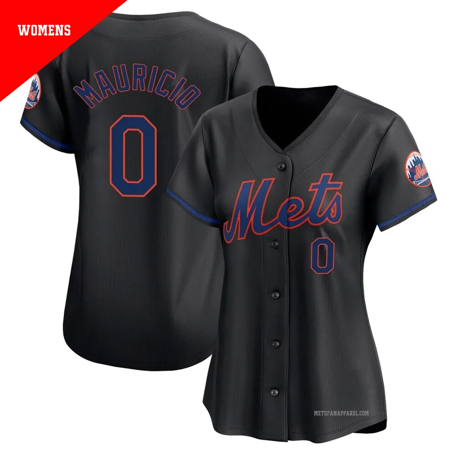 New York Mets ＃0 Ronny Mauricio Women's Black Limited Alternate Jersey