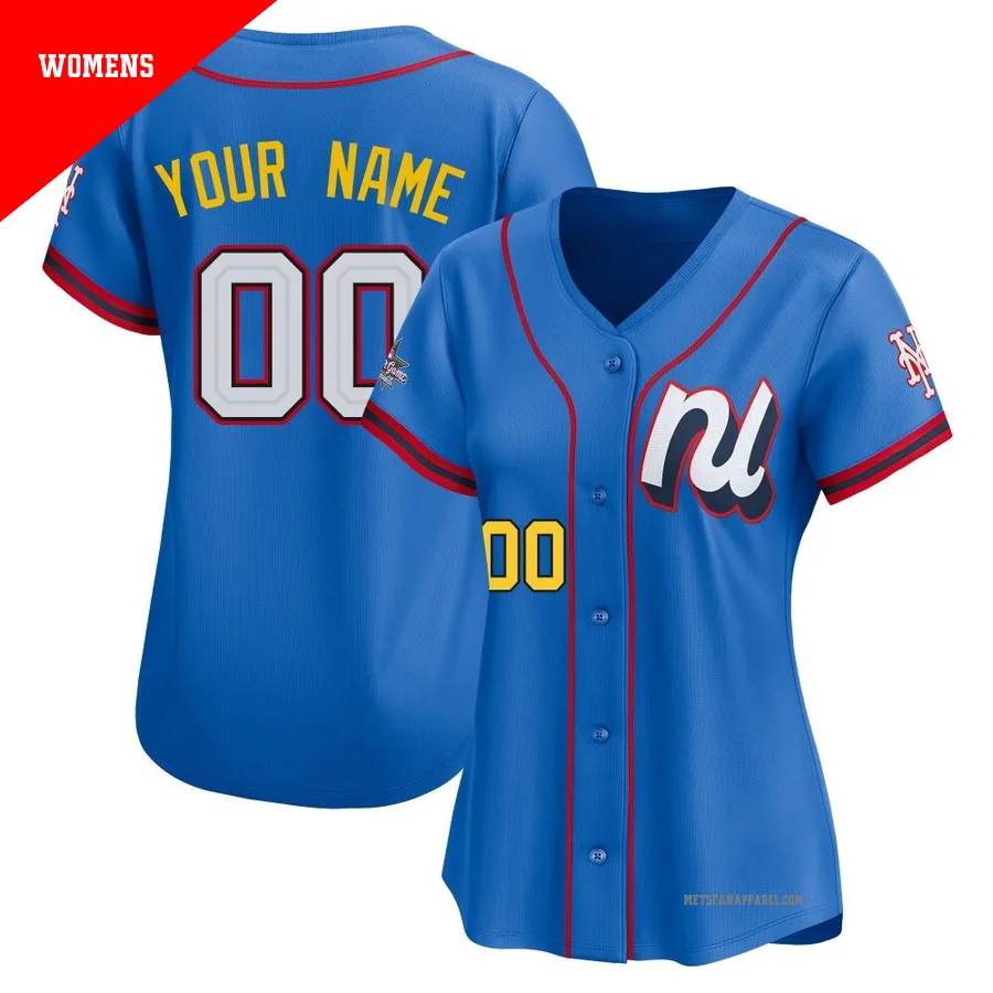 New York Mets ＃00 Custom Women's Blue Limited National League 2025 All-Star Edition Jersey