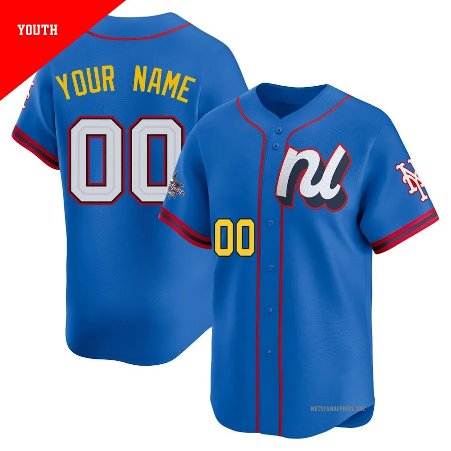 New York Mets ＃00 Custom Youth Blue Limited National League 2025 All-Star Edition Jersey