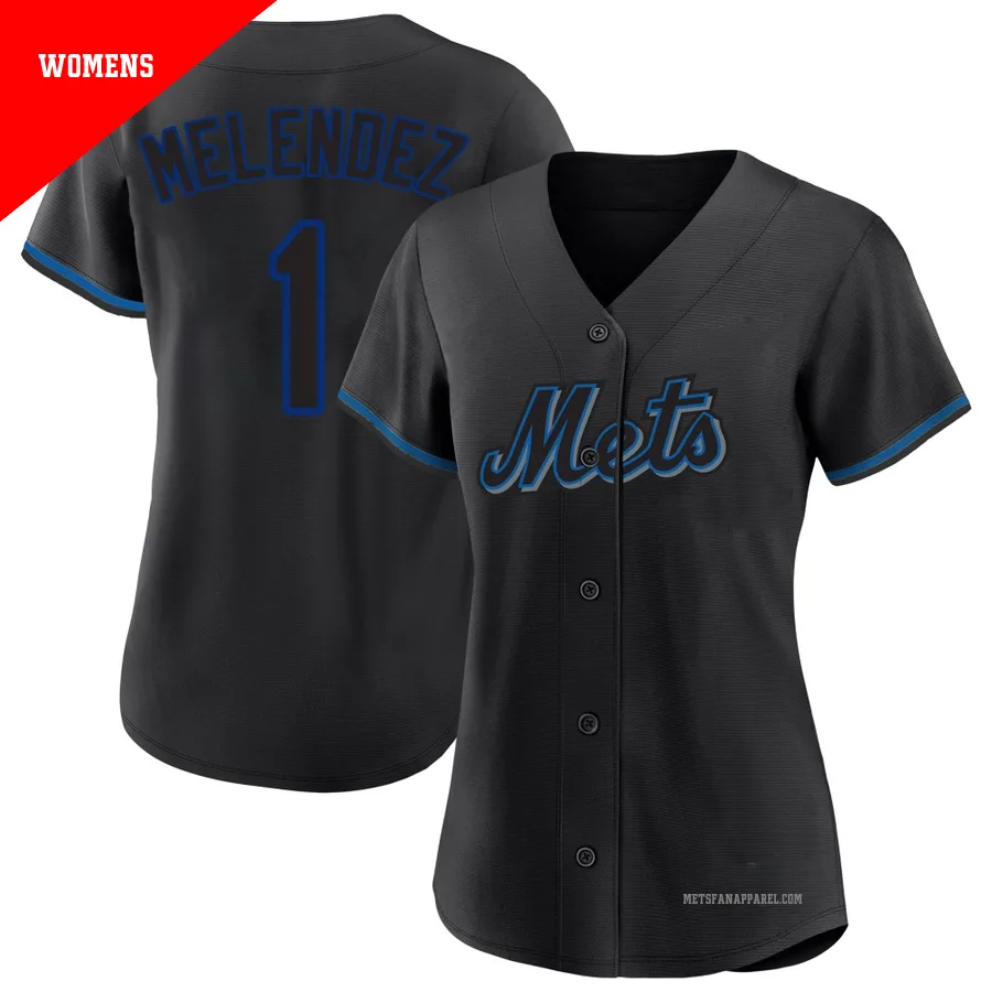 New York Mets ＃1 MJ Melendez Women's Black Replica Fashion Jersey