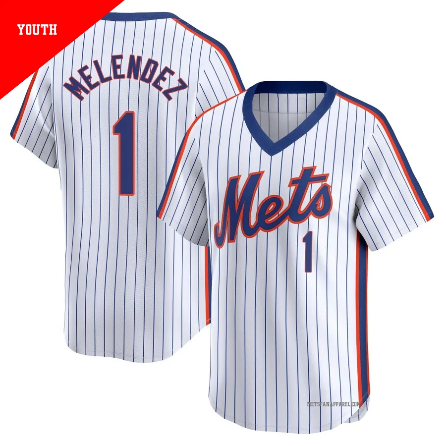 New York Mets ＃1 MJ Melendez Youth White Limited Cooperstown Collection Jersey