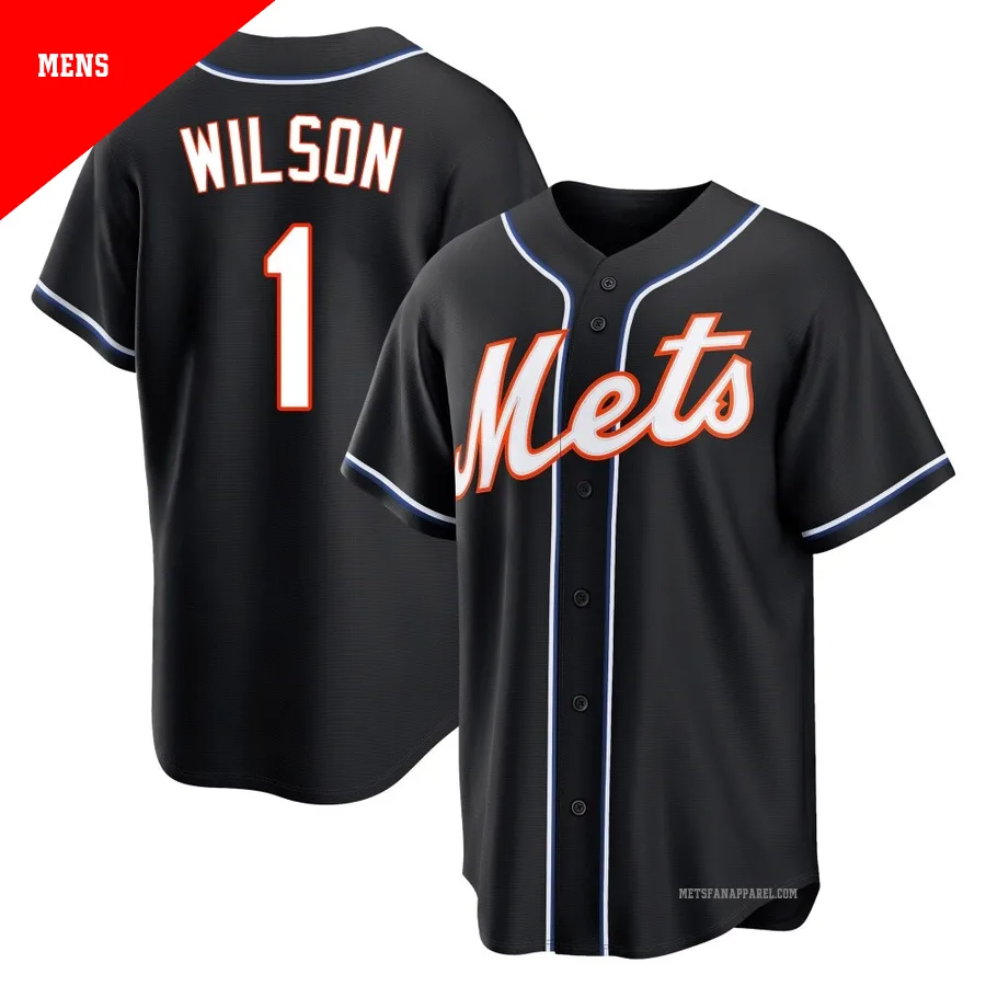 New York Mets ＃1 Mookie Wilson Men's Black Replica Fashion Out Jersey