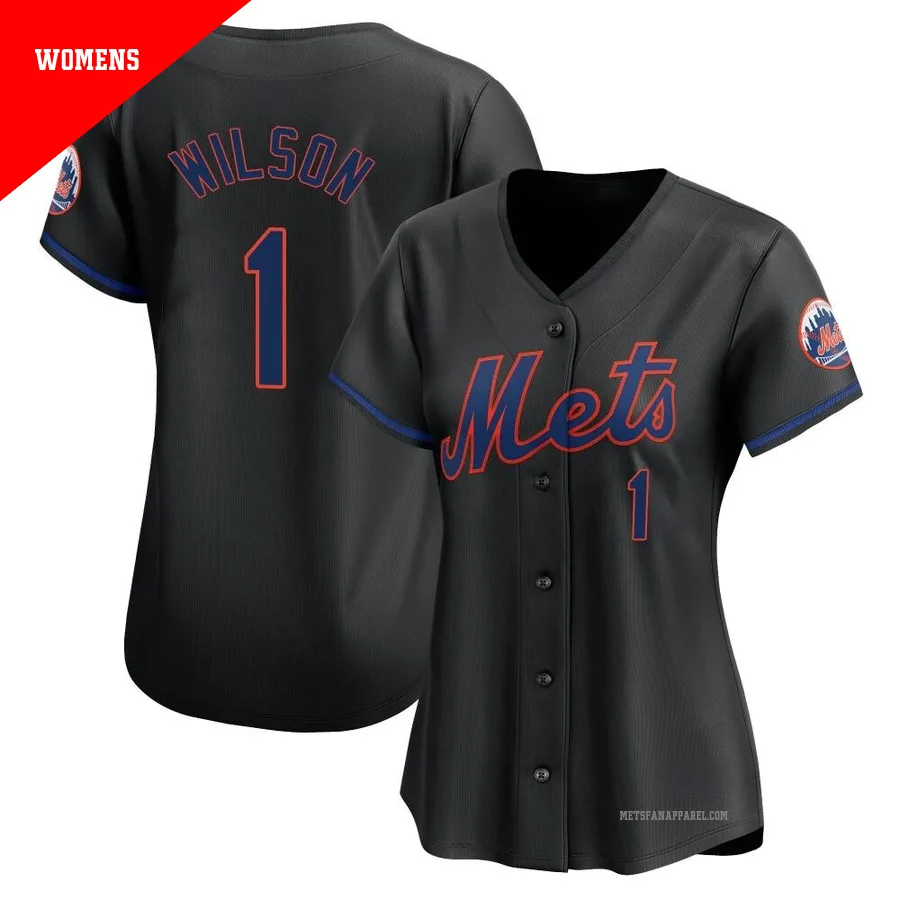 New York Mets ＃1 Mookie Wilson Women's Black Limited Alternate Jersey