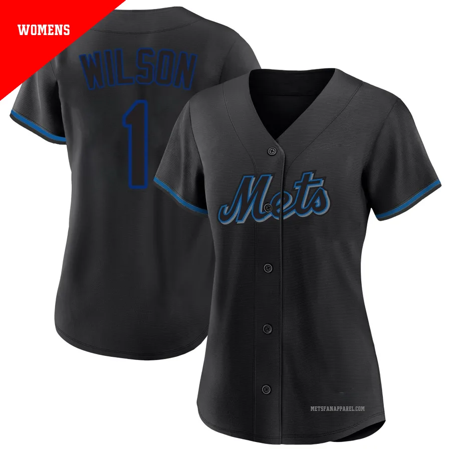 New York Mets ＃1 Mookie Wilson Women's Black Replica Fashion Jersey