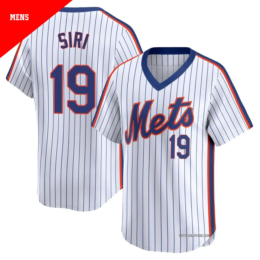 New York Mets ＃19 Jose Siri Men's White Limited Cooperstown Collection Jersey