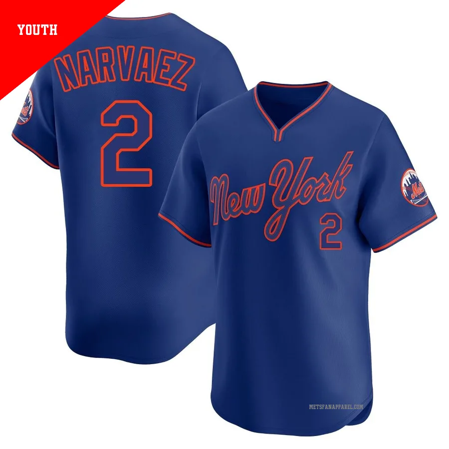 New York Mets ＃2 Omar Narvaez Youth Royal Limited Alternate 2 Jersey