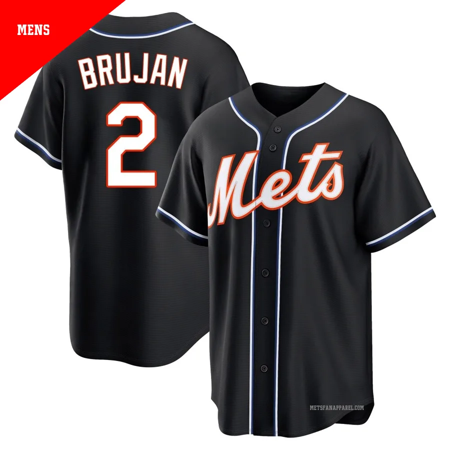 New York Mets ＃2 Vidal Brujan Men's Black Replica Fashion Out Jersey