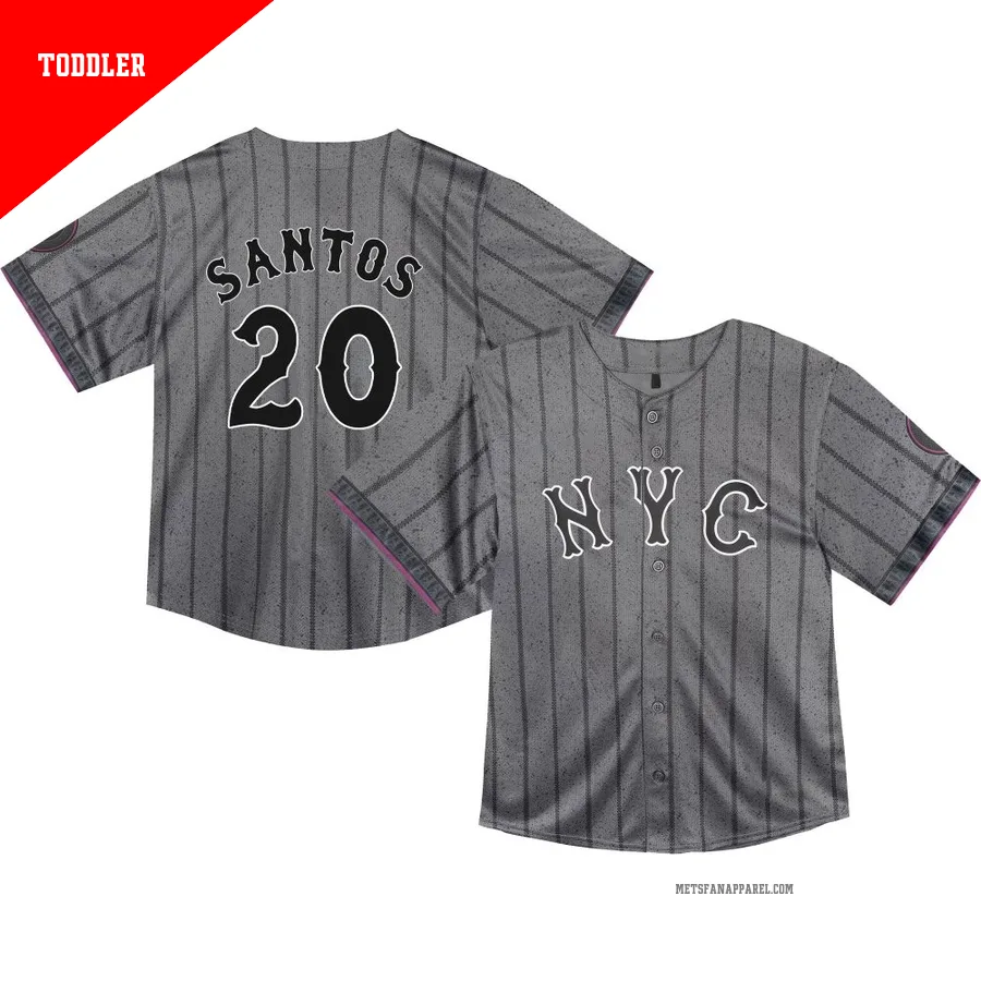New York Mets ＃20 Luis De Los Santos Men's Limited Toddler Graphite 2024 City Connect Jersey