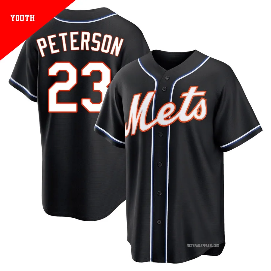 New York Mets ＃23 David Peterson Youth Black Replica Fashion Out Jersey
