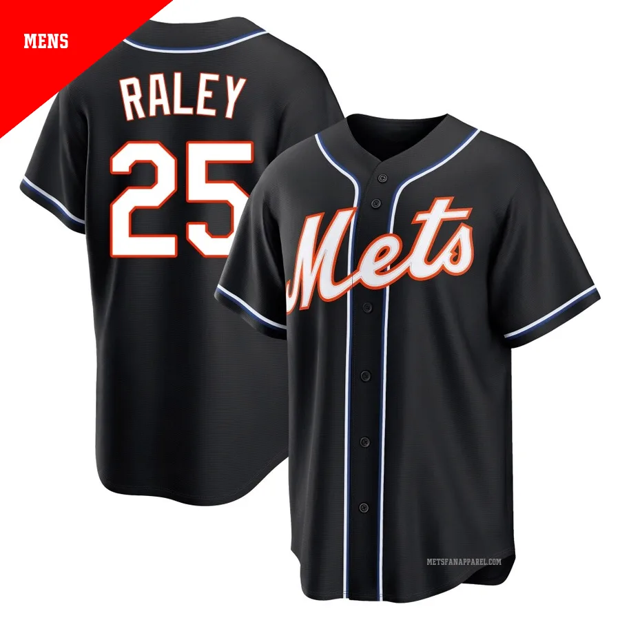 New York Mets ＃25 Brooks Raley Men's Black Replica Fashion Out Jersey
