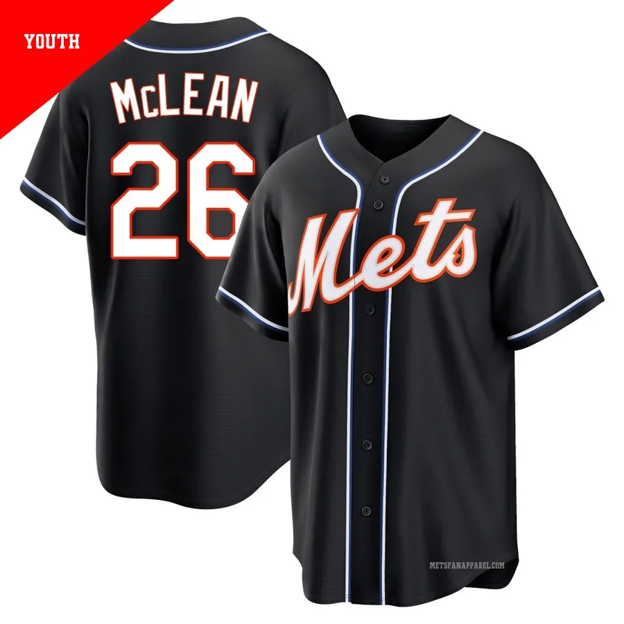 New York Mets ＃26 Nolan McLean Youth Black Replica Fashion Out Jersey