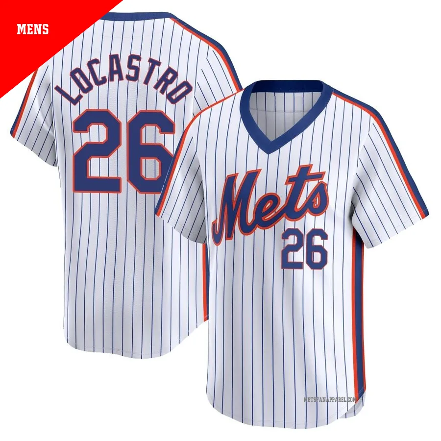 New York Mets ＃26 Tim Locastro Men's White Limited Cooperstown Collection Jersey