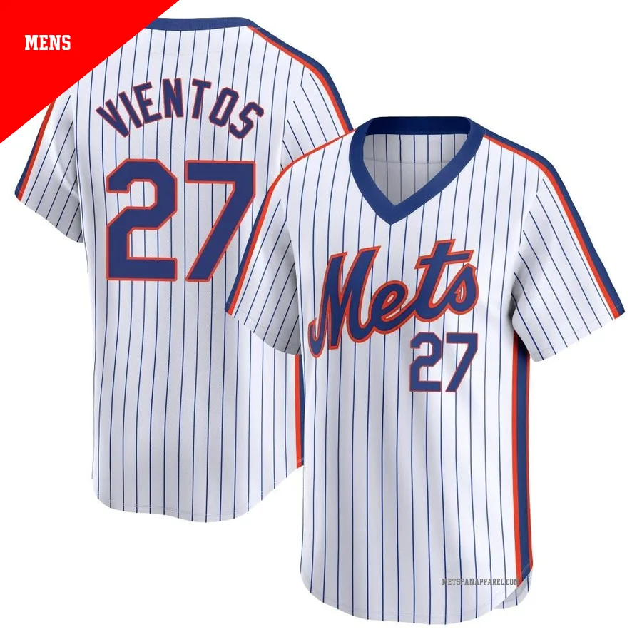 New York Mets ＃27 Mark Vientos Men's White Limited Cooperstown Collection Jersey
