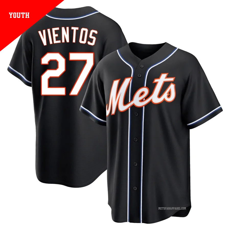 New York Mets ＃27 Mark Vientos Youth Black Replica Fashion Out Jersey