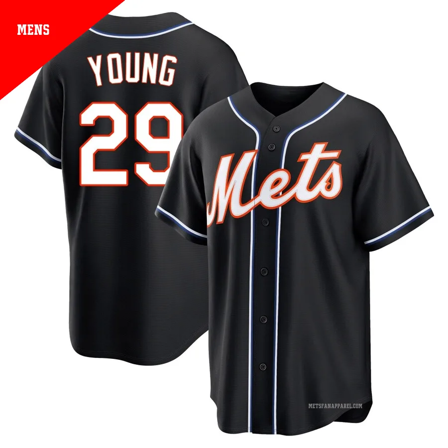 New York Mets ＃29 Jared Young Men's Black Replica Fashion Out Jersey