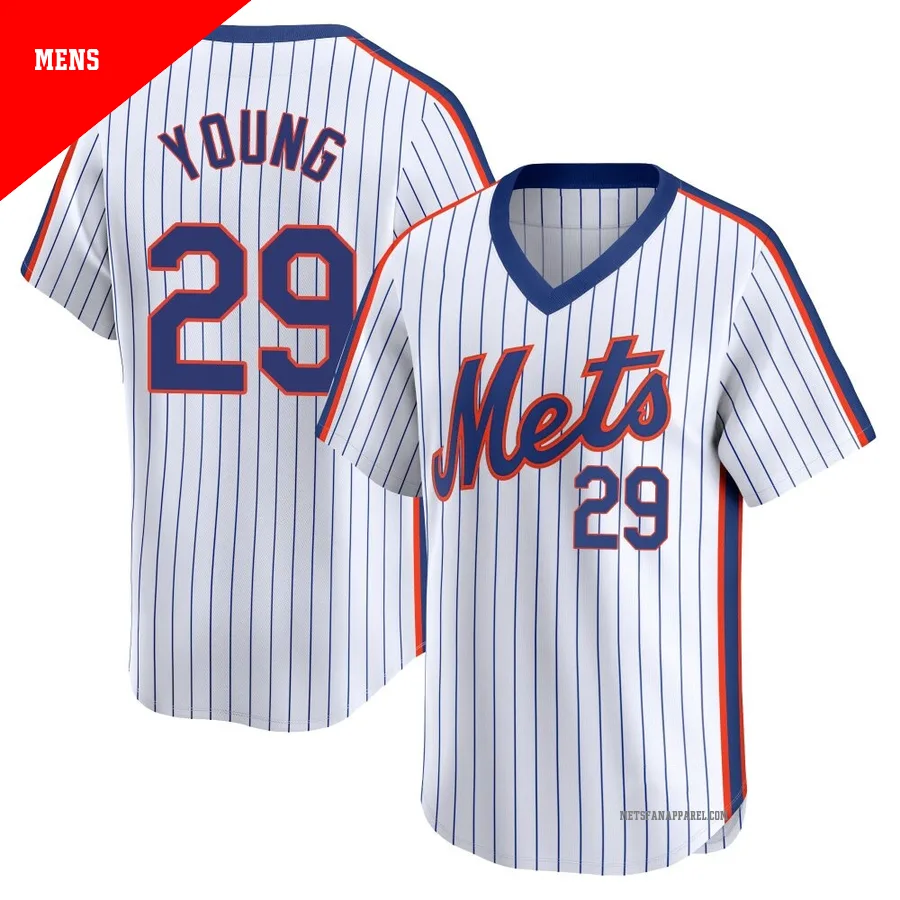 New York Mets ＃29 Jared Young Men's White Limited Cooperstown Collection Jersey
