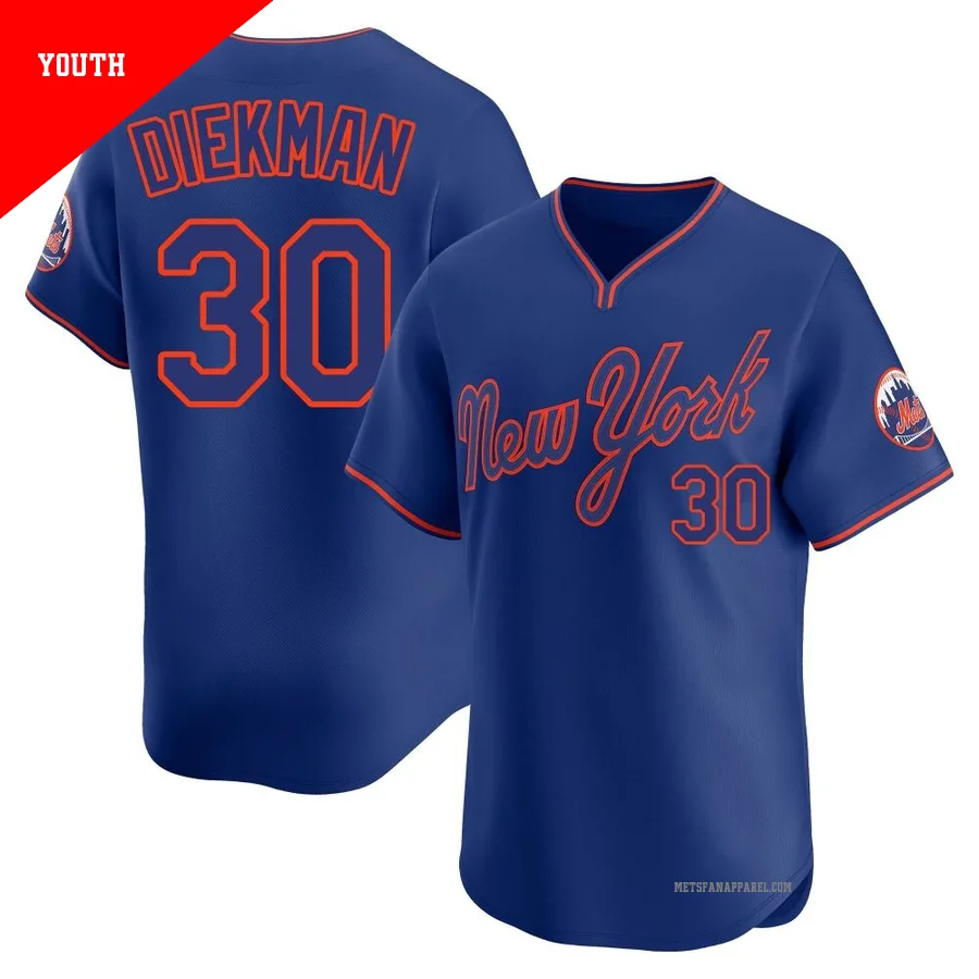 New York Mets ＃30 Jake Diekman Youth Royal Limited Alternate 2 Jersey