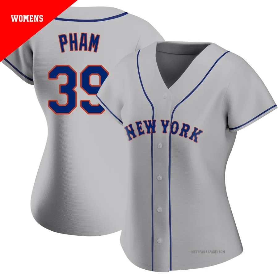 New York Mets ＃39 Tommy Pham Women's Gray Replica Road Jersey