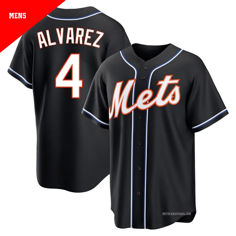 New York Mets ＃4 Francisco Alvarez Men's Black Replica Fashion Out Jersey