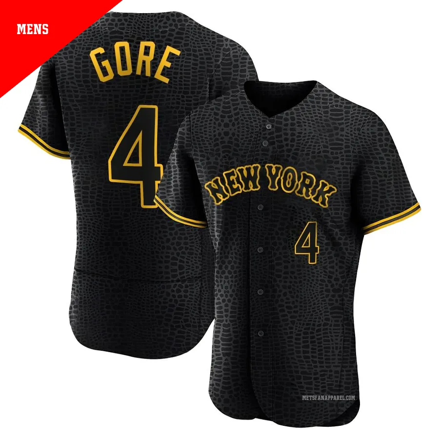 New York Mets ＃4 Terrance Gore Men's Black Authentic Snake Skin City Jersey