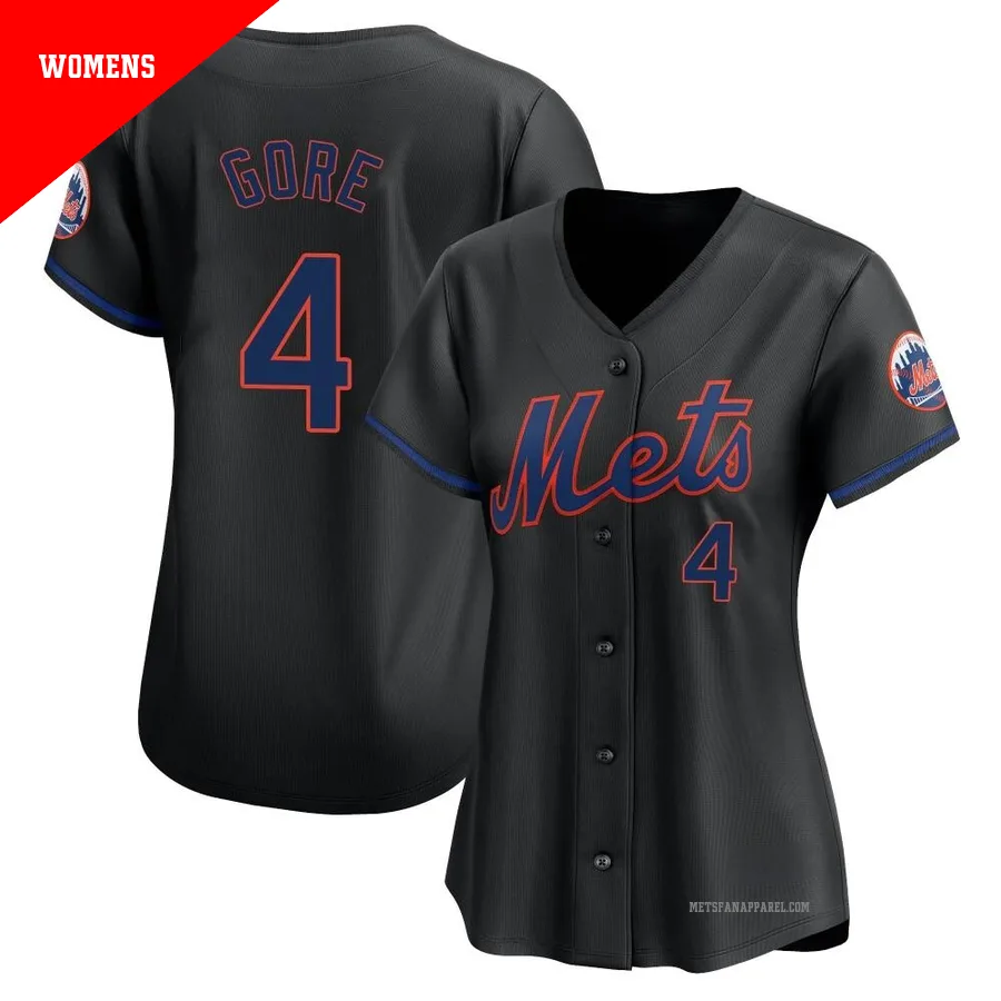 New York Mets ＃4 Terrance Gore Women's Black Limited Alternate Jersey