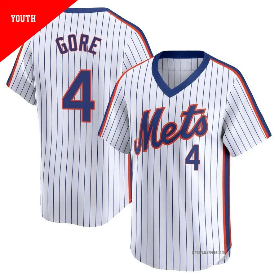 New York Mets ＃4 Terrance Gore Youth White Limited Cooperstown Collection Jersey