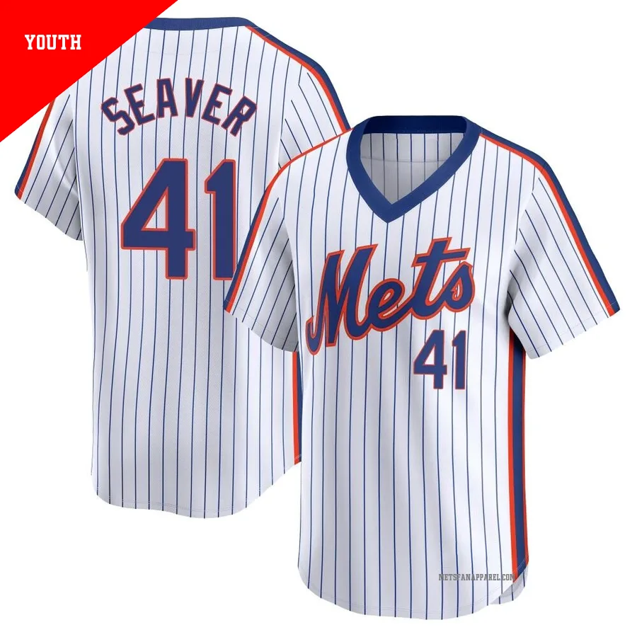 New York Mets ＃41 Tom Seaver Youth White Limited Cooperstown Collection Jersey