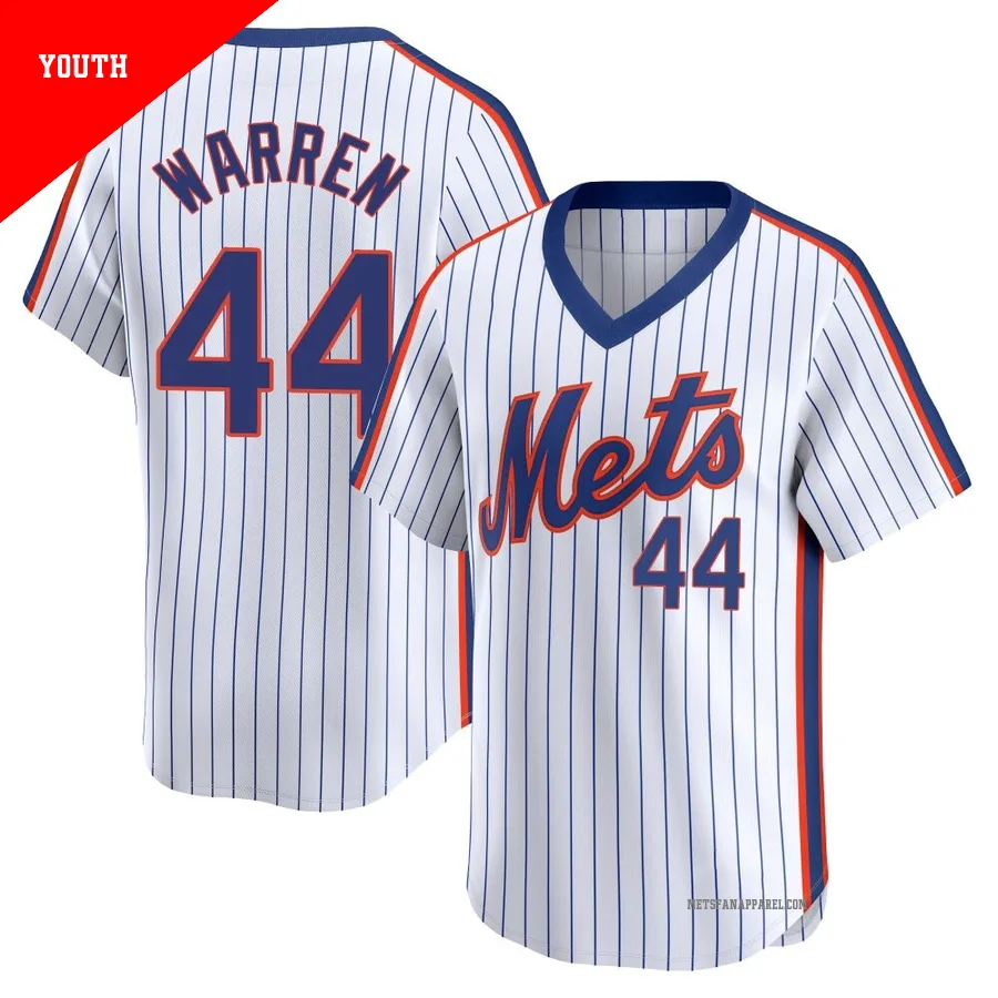 New York Mets ＃44 Austin Warren Youth White Limited Cooperstown Collection Jersey