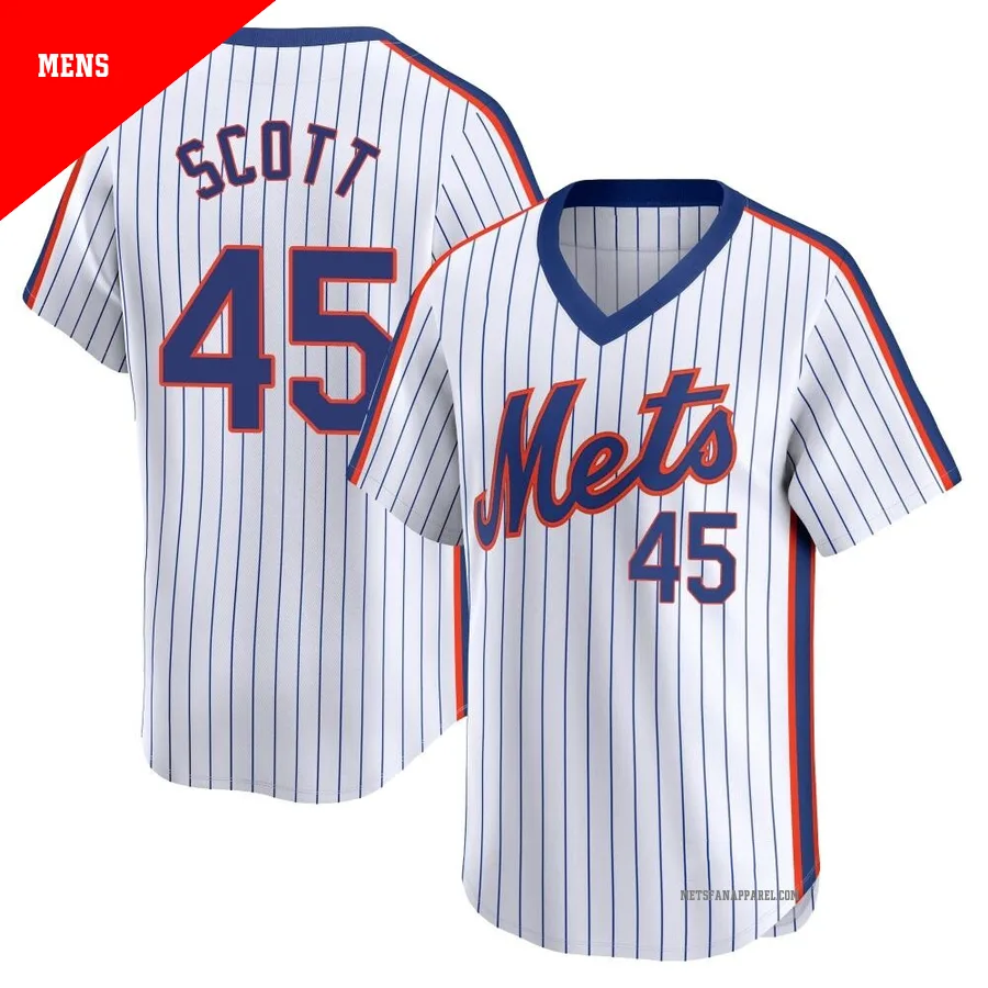 New York Mets ＃45 Christian Scott Men's White Limited Cooperstown Collection Jersey