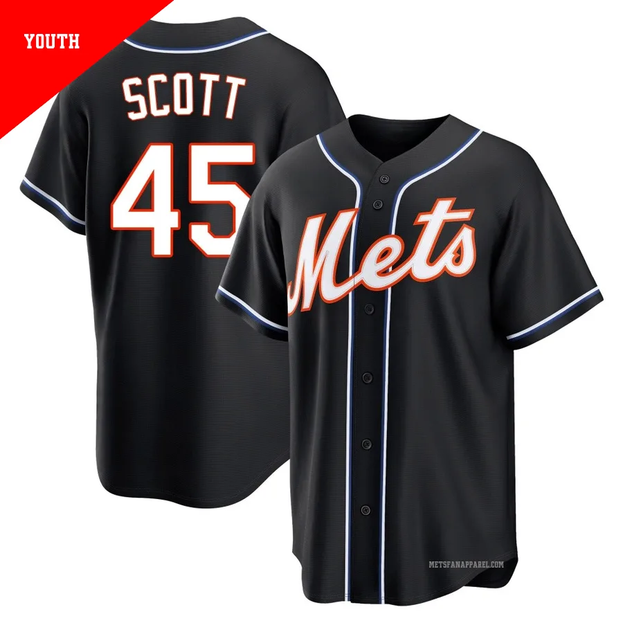 New York Mets ＃45 Christian Scott Youth Black Replica Fashion Out Jersey