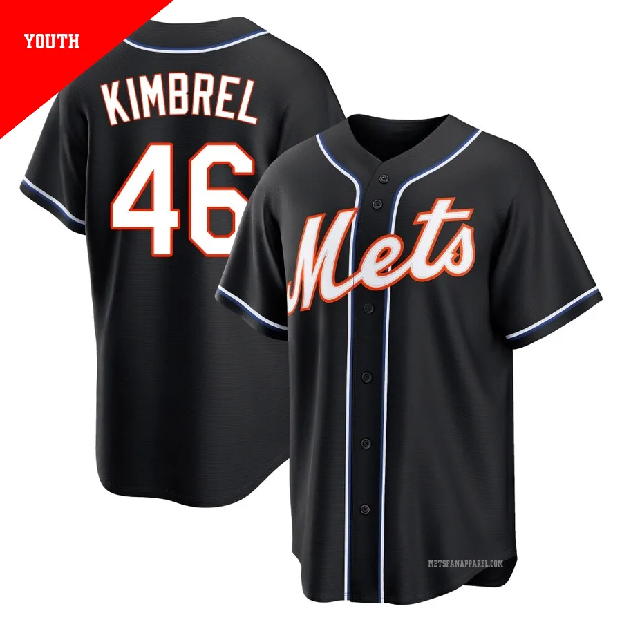 New York Mets ＃46 Craig Kimbrel Youth Black Replica Fashion Out Jersey
