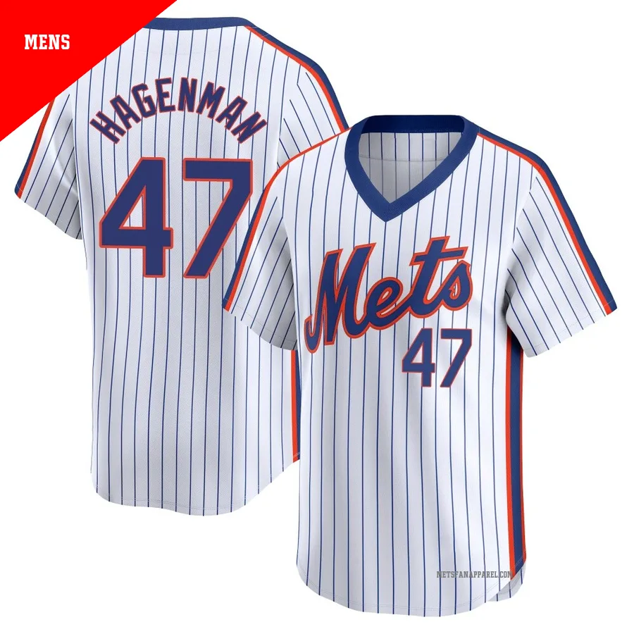 New York Mets ＃47 Justin Hagenman Men's White Limited Cooperstown Collection Jersey