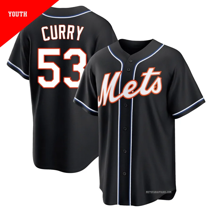 New York Mets ＃53 Xzavion Curry Youth Black Replica Fashion Out Jersey