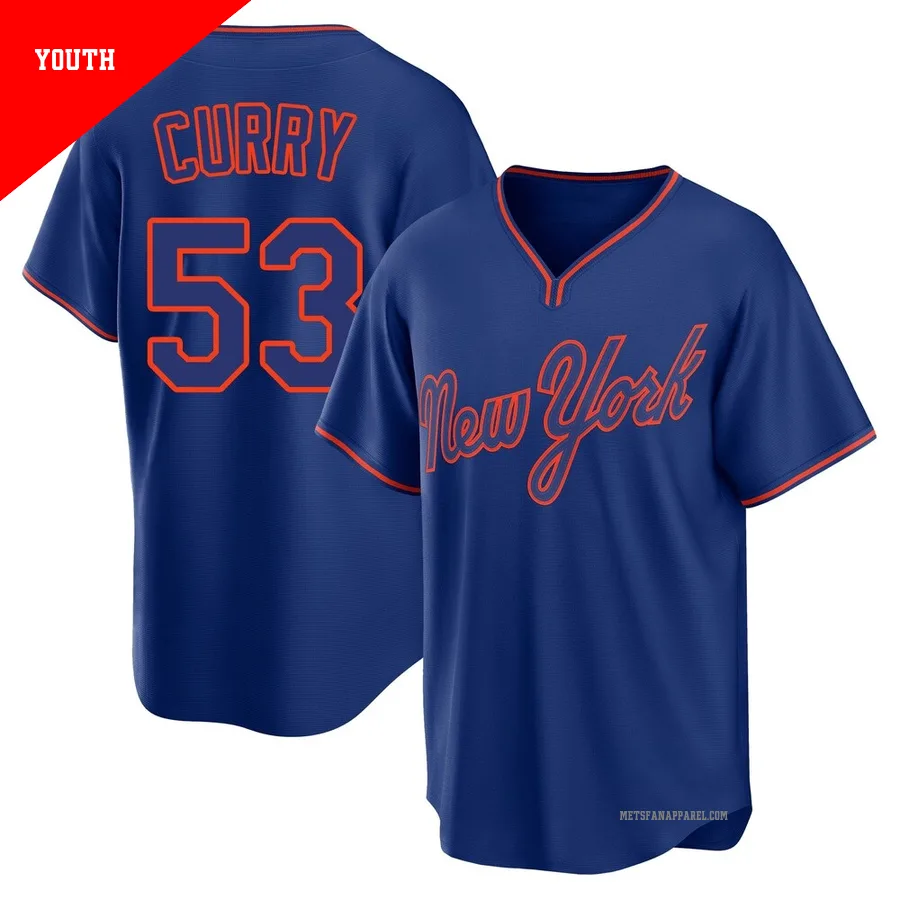 New York Mets ＃53 Xzavion Curry Youth Royal Replica Alternate 2 Jersey