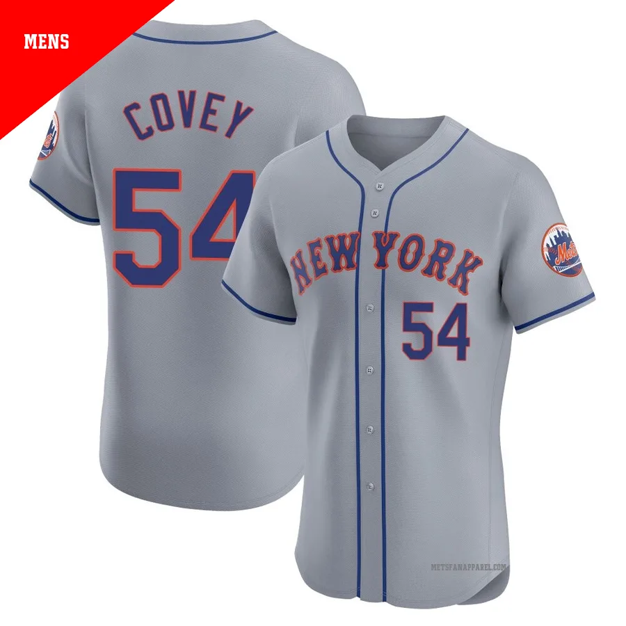 New York Mets ＃54 Dylan Covey Men's Gray Elite Road Jersey