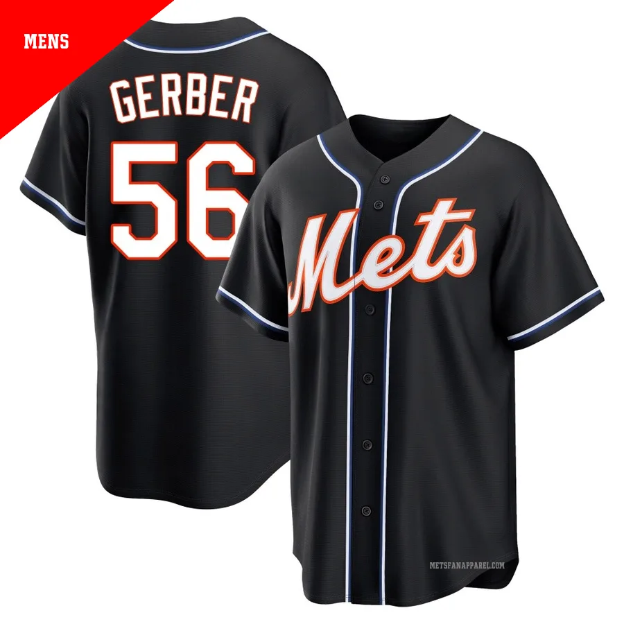 New York Mets ＃56 Joey Gerber Men's Black Replica Fashion Out Jersey