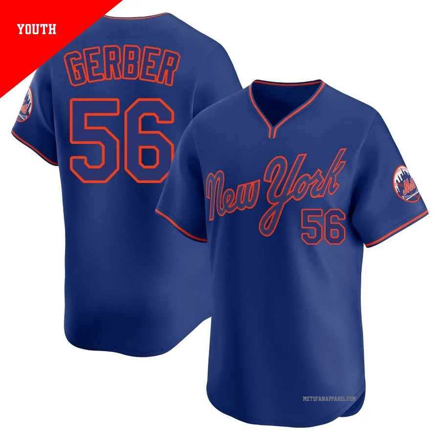 New York Mets ＃56 Joey Gerber Youth Royal Limited Alternate 2 Jersey