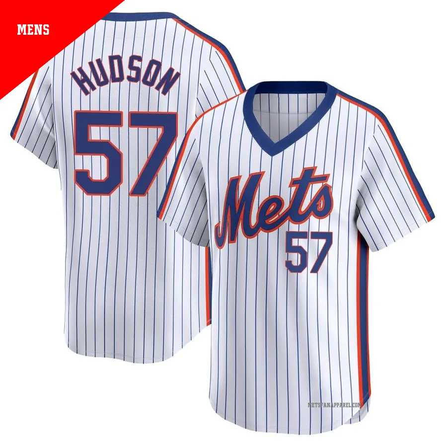 New York Mets ＃57 Joe Hudson Men's White Limited Cooperstown Collection Jersey