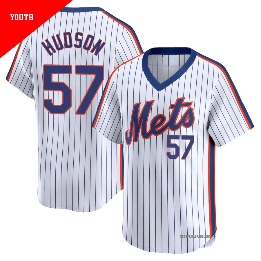 New York Mets ＃57 Joe Hudson Youth White Limited Cooperstown Collection Jersey