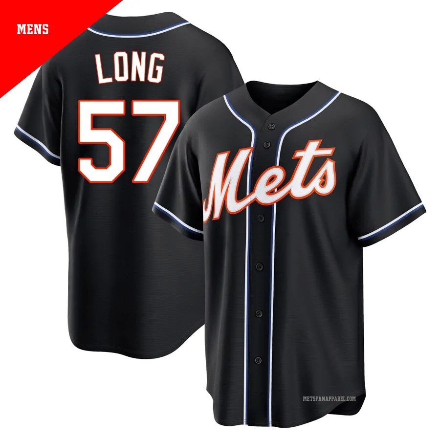 New York Mets ＃57 Kevin Long Men's Black Replica Fashion Out Jersey