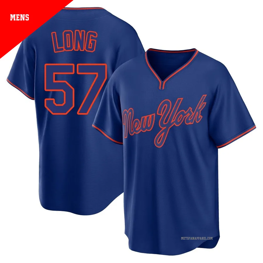 New York Mets ＃57 Kevin Long Men's Royal Replica Alternate 2 Jersey
