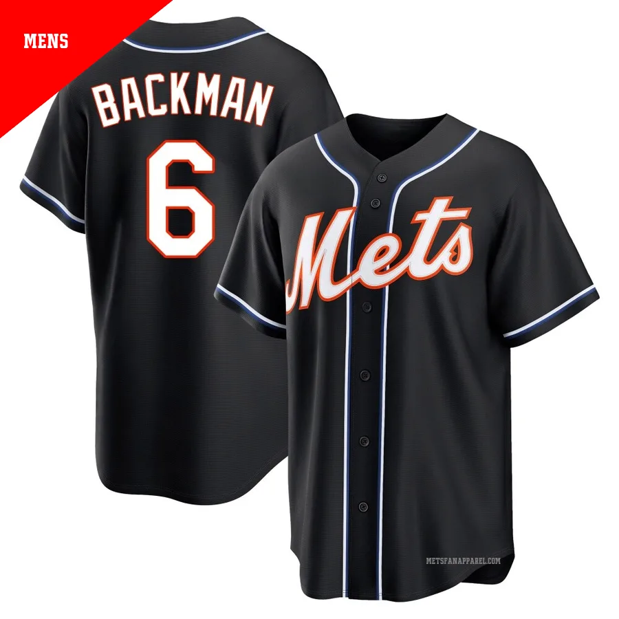 New York Mets ＃6 Wally Backman Men's Black Replica Fashion Out Jersey