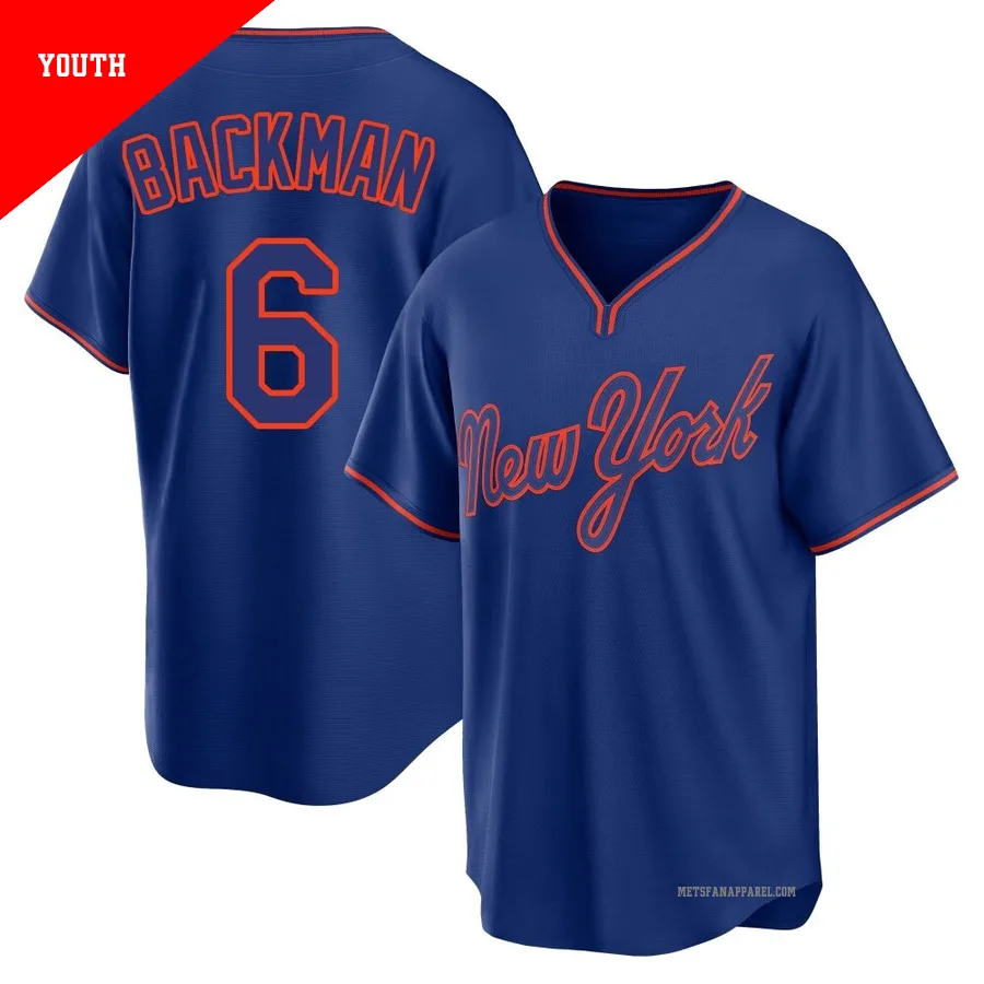 New York Mets ＃6 Wally Backman Youth Royal Replica Alternate 2 Jersey