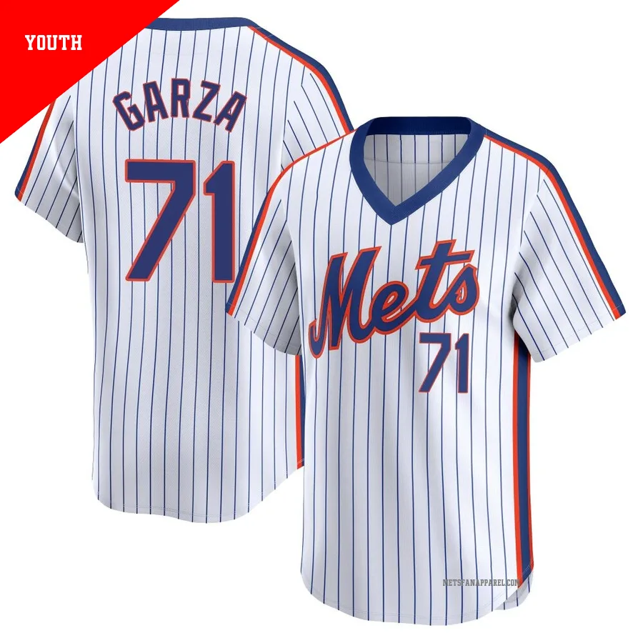 New York Mets ＃71 Justin Garza Youth White Limited Cooperstown Collection Jersey