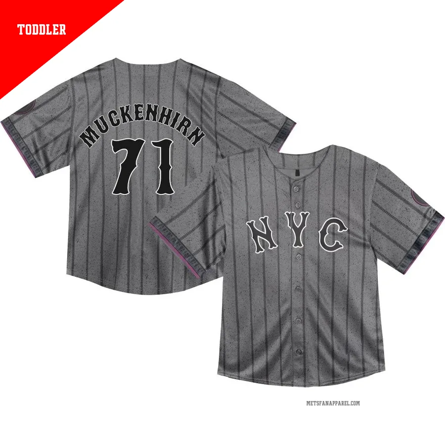 New York Mets ＃71 Zach Muckenhirn Men's Limited Toddler Graphite 2024 City Connect Jersey