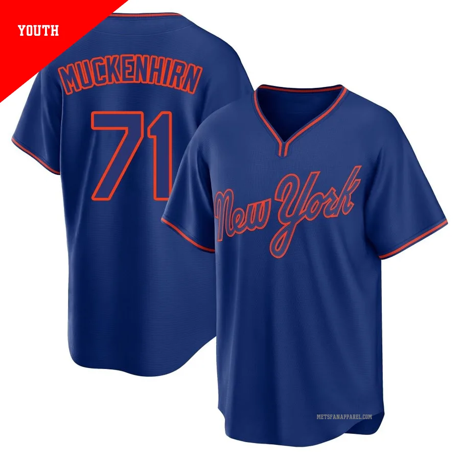 New York Mets ＃71 Zach Muckenhirn Youth Royal Replica Alternate 2 Jersey