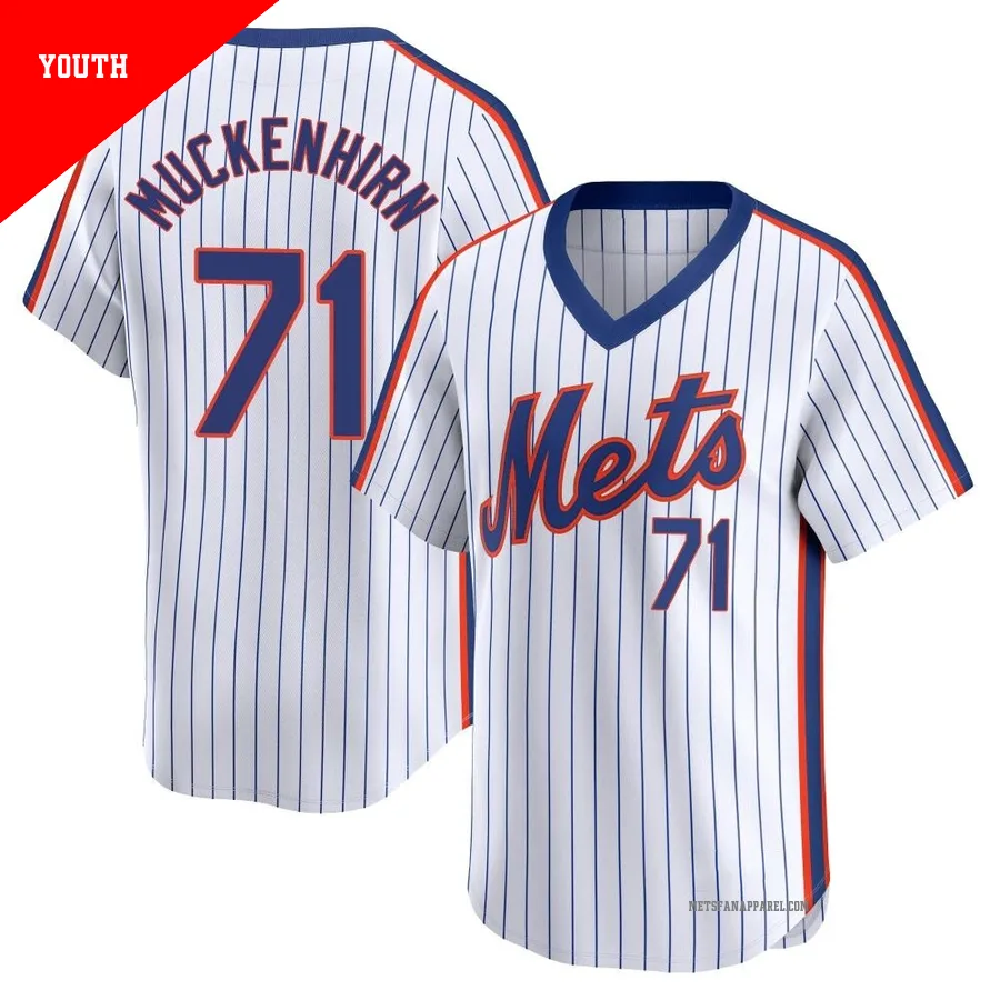 New York Mets ＃71 Zach Muckenhirn Youth White Limited Cooperstown Collection Jersey