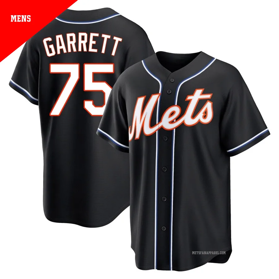 New York Mets ＃75 Reed Garrett Men's Black Replica Fashion Out Jersey