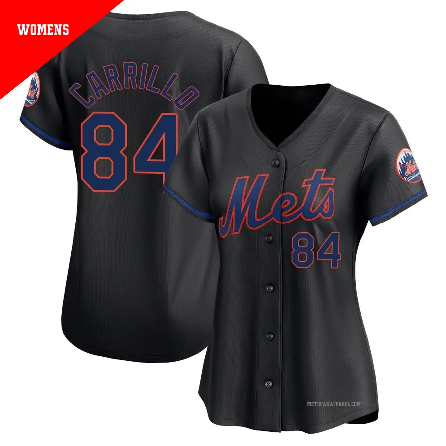 New York Mets ＃84 Alejandro Carrillo Women's Black Limited Alternate Jersey